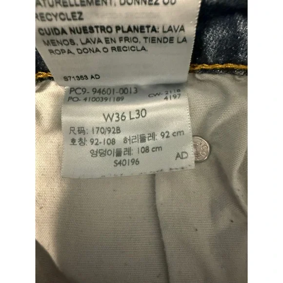 Signature Levi Strauss Gold Straight Jeans Mens Distressed Denim Casual 36" x 30 - Picture 9 of 10